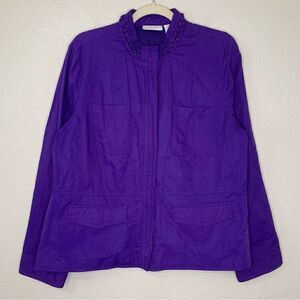 NWOT Chico’s Women’s Size Large Full Zip Purple Braided Neckline Jacket,Sz Large